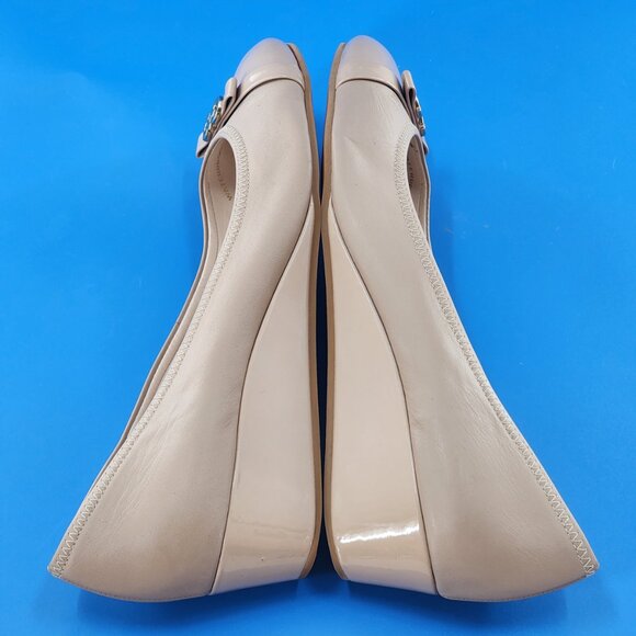 COLE HAAN Waterproof Elsie Logo Wedge in Patent Maple Sugar Tan Color - Picture 8 of 11